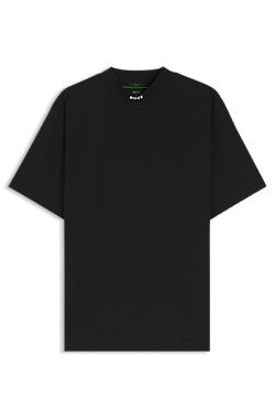 Relaxed-fit mock-neck T-shirt in stretch cotton