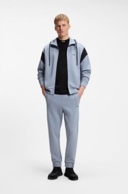 Relaxed-fit mock-neck T-shirt in stretch cotton, Black