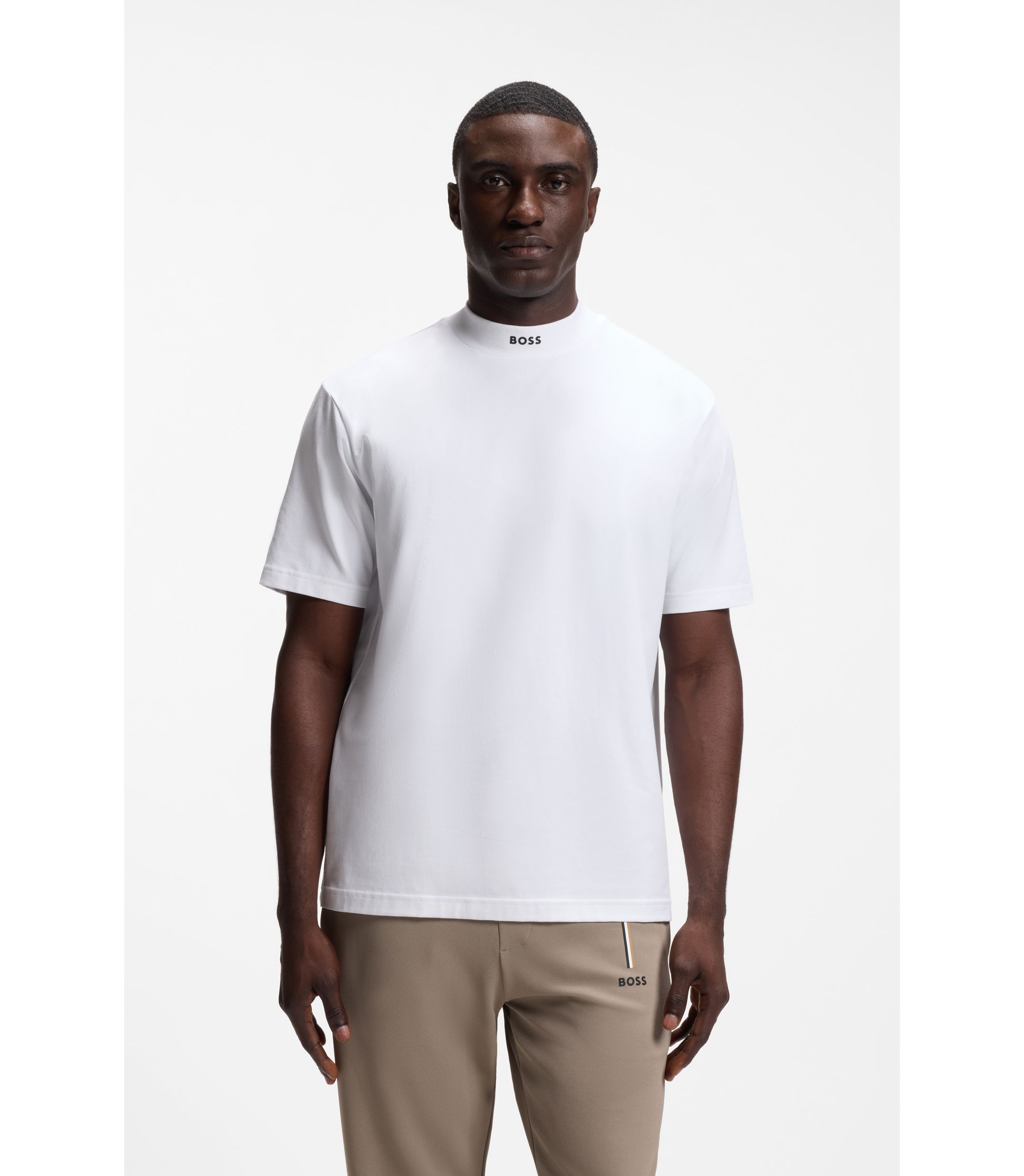 BOSS - リラックスフィット モックネック Tシャツ ストレッチコットン 