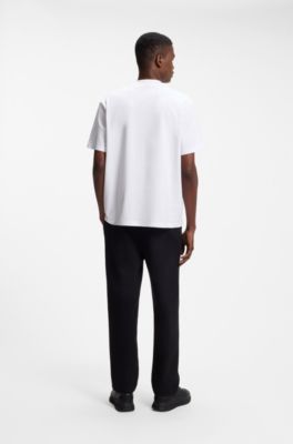 T-shirt relaxed fit in cotone elasticizzato con collo a lupetto, Bianco