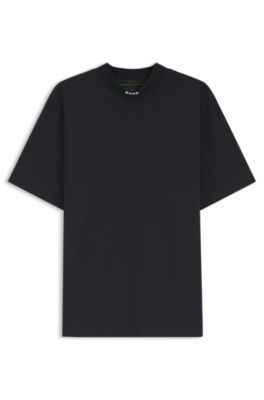 BOSS - Relaxed-fit mock-neck T-shirt in stretch cotton - Dark Blue
