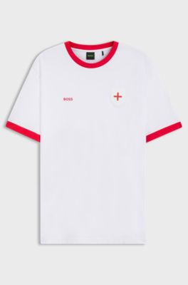 Stretch-cotton T-shirt with country flag and logo, England