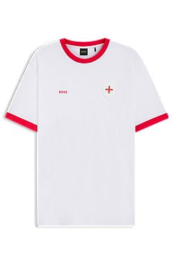Stretch-cotton T-shirt with country flag and logo