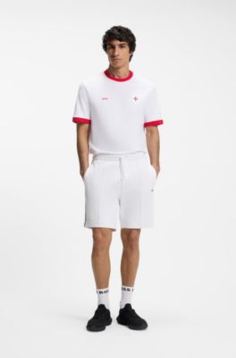 Stretch-cotton T-shirt with country flag and logo, England