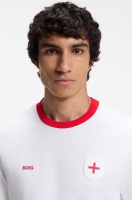 Stretch-cotton T-shirt with country flag and logo, England