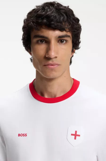 T-shirt en coton stretch avec drapeau du pays et logo