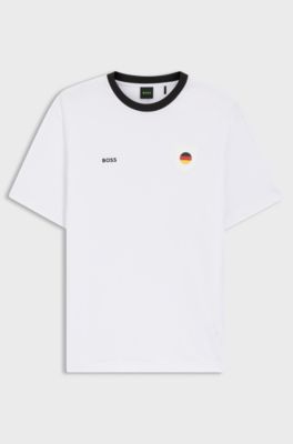 T-shirt in cotone elasticizzato con bandiera del paese e logo, Germania