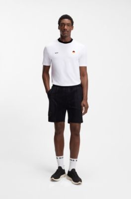 Stretch-cotton T-shirt with country flag and logo, Germany