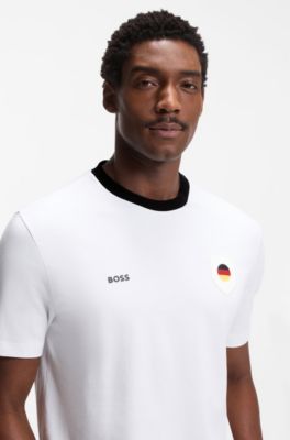 T-shirt in cotone elasticizzato con bandiera del paese e logo, Germania
