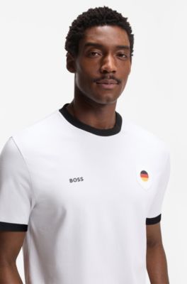Stretch-cotton T-shirt with country flag and logo, Germany