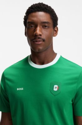 Stretch-cotton T-shirt with country flag and logo, Mexico