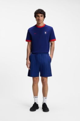 Stretch-cotton T-shirt with country flag and logo, France