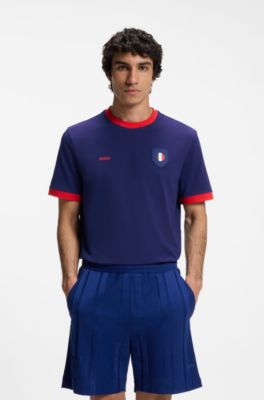Stretch-cotton T-shirt with country flag and logo, France