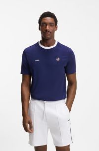 Stretch-cotton T-shirt with country flag and logo, USA