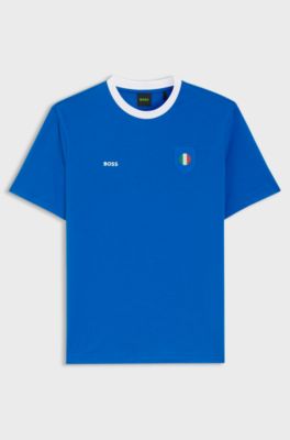 Stretch-cotton T-shirt with country flag and logo, Italy