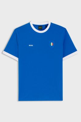 T-Shirt aus Stretch-Baumwolle mit Landesflagge und Logo, Italien