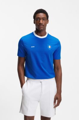 Stretch-cotton T-shirt with country flag and logo, Italy