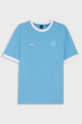 T-shirt in cotone elasticizzato con bandiera del paese e logo, Argentina