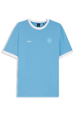 Stretch-cotton T-shirt with country flag and logo