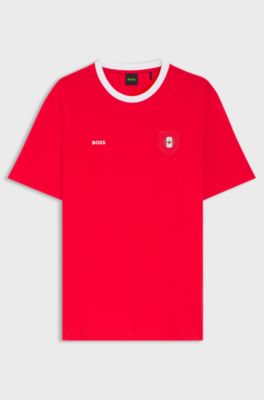 Stretch-cotton T-shirt with country flag and logo, Canada
