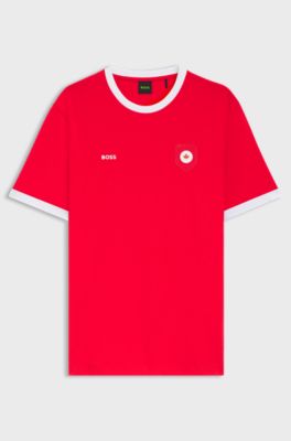 T-Shirt aus Stretch-Baumwolle mit Landesflagge und Logo, Kanada