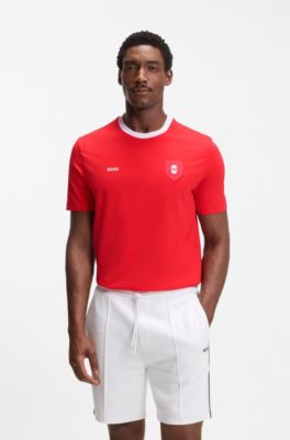 T-shirt in cotone elasticizzato con bandiera del paese e logo, Canada