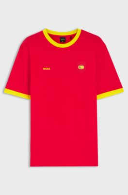 T-shirt en coton stretch avec drapeau du pays et logo, Espagne
