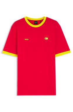 Stretch-cotton T-shirt with country flag and logo