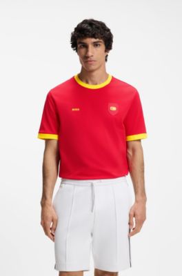 T-shirt en coton stretch avec drapeau du pays et logo, Espagne