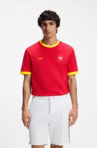 Camiseta de algod&oacute;n el&aacute;stico con bandera nacional y logo, Espa&ntilde;a