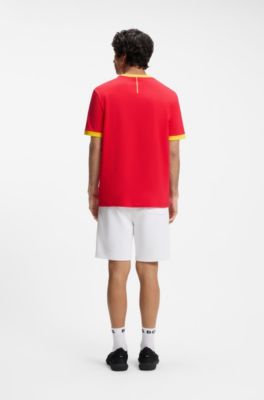 T-shirt en coton stretch avec drapeau du pays et logo, Espagne