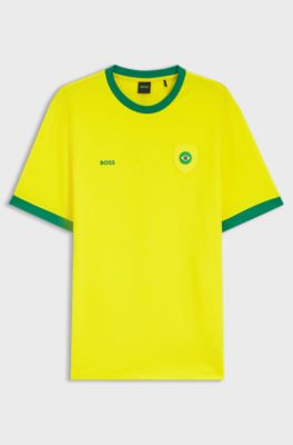 Stretch-cotton T-shirt with country flag and logo, Brazil