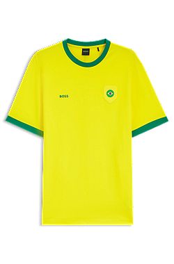 T-Shirt aus Stretch-Baumwolle mit Landesflagge und Logo