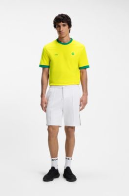 Stretch-cotton T-shirt with country flag and logo, Brazil