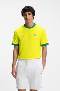 T-Shirt aus Stretch-Baumwolle mit Landesflagge und Logo, Brasilien