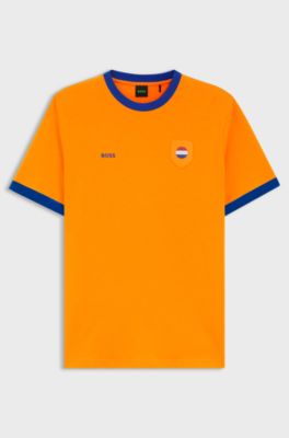 Stretch-cotton T-shirt with country flag and logo, Netherlands