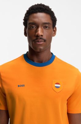 Stretch-cotton T-shirt with country flag and logo, Netherlands