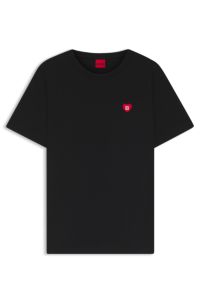 Cotton-jersey T-shirt with heart logo, Black