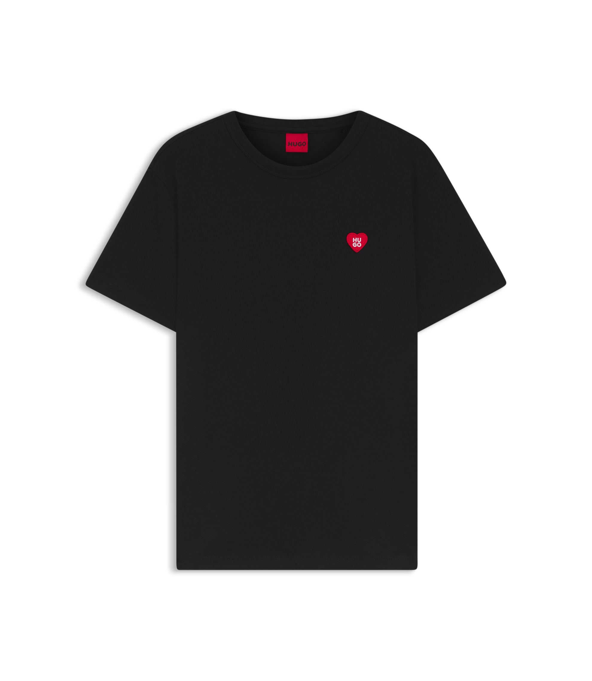HUGO - コットンジャージー Tシャツ ハートロゴ - ブラック