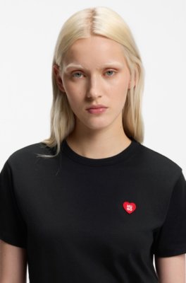 Hugo Cotton-jersey T-shirt with heart logo dam – bild 3
