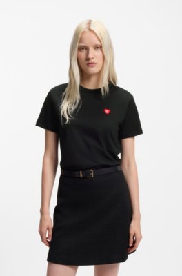Cotton-jersey T-shirt with heart logo