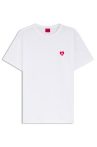 Cotton-jersey T-shirt with heart logo, White