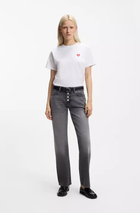 Cotton-jersey T-shirt with heart logo