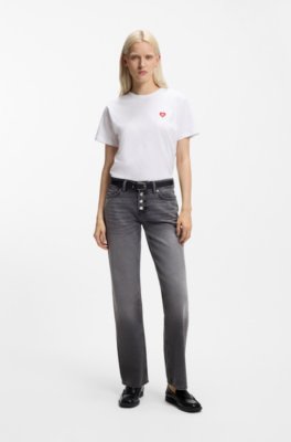 Hugo Cotton-jersey T-shirt with heart logo dam – bild 2