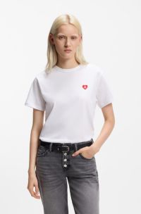 T-shirt in jersey di cotone con logo a forma di cuore, Bianco