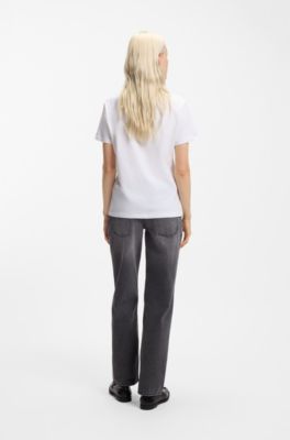 Cotton-jersey T-shirt with heart logo, White