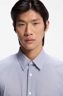 Chemise Regular en jersey stretch performant imprim&eacute;, Bleu &agrave; motif