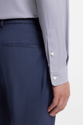 Chemise Regular en jersey stretch performant imprim&eacute;, Bleu &agrave; motif