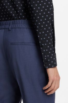 Regular-fit shirt in printed performance-stretch jersey, Blue Patterned