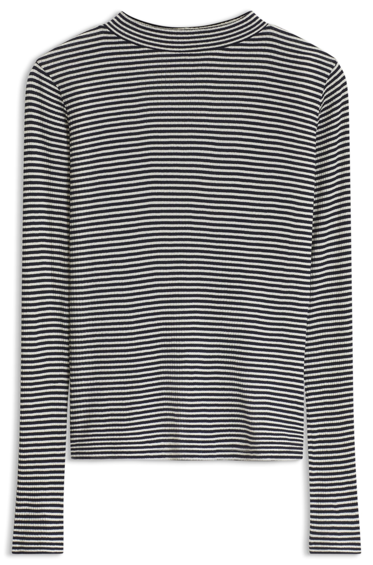 Boss Mock-neck top in striped cotton crepe skjortor & blusar dam – bild 3